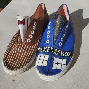 Hand-Painted Doctor Who Slip On Sneakers